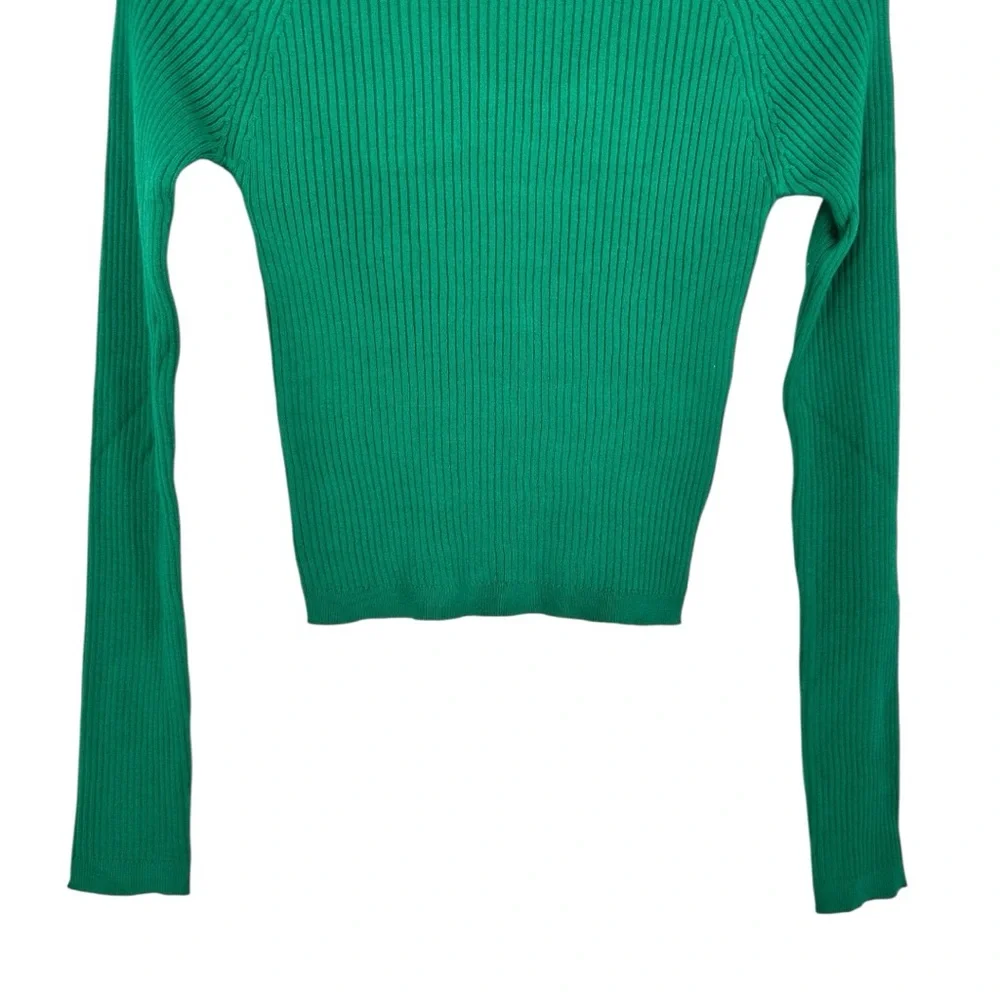 Love Tree Green Ribbed Turtleneck Sweater size Large Long Sleeves Stretch